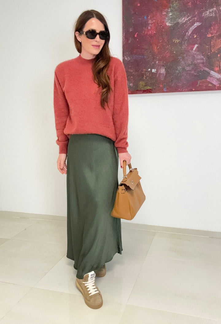 Gebürsteter Pullover mit Kaschmir - Orange