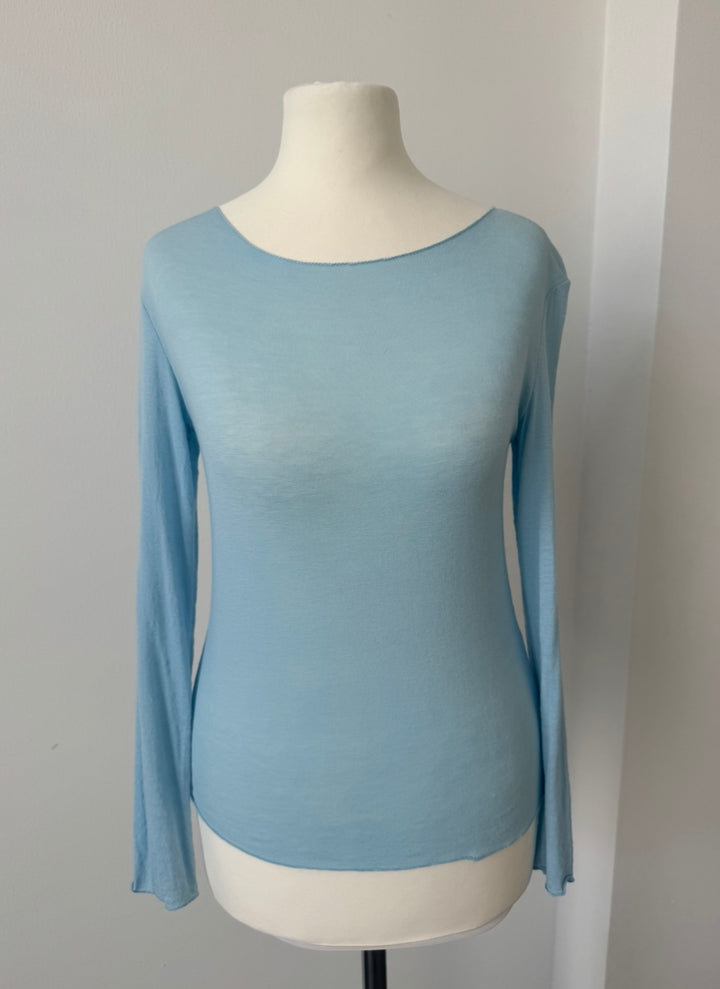 Dünnes Shirt mit Kaschmir - Hellblau