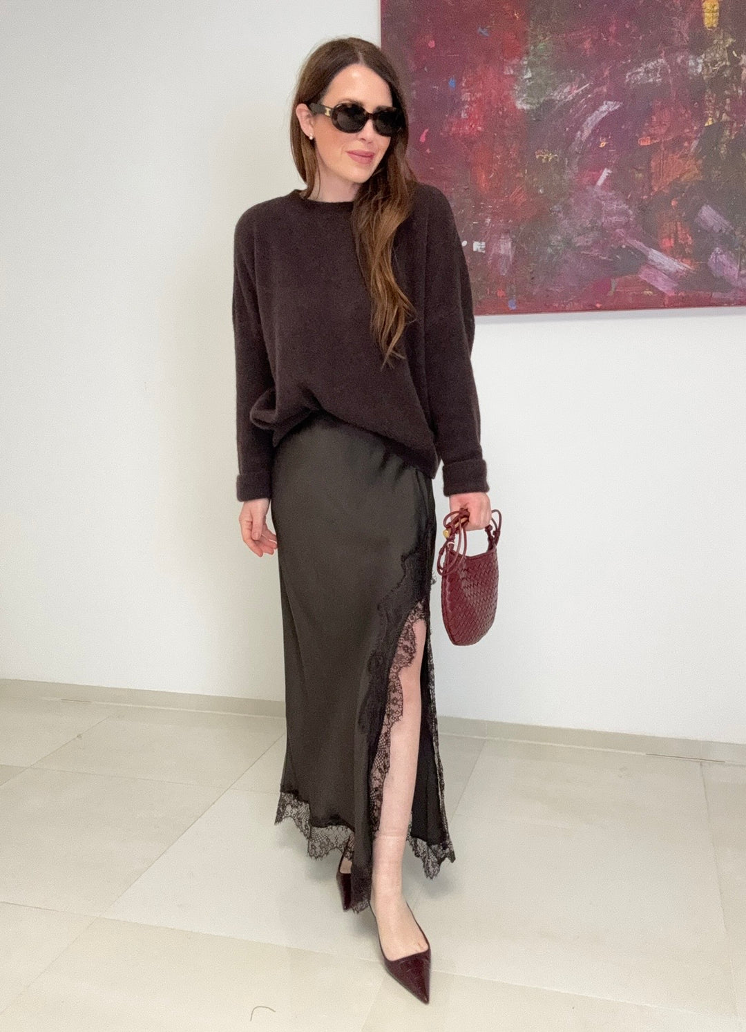 Rock mit Spitze - Braun