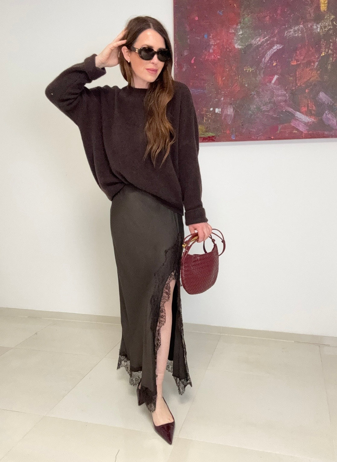 Rock mit Spitze - Braun