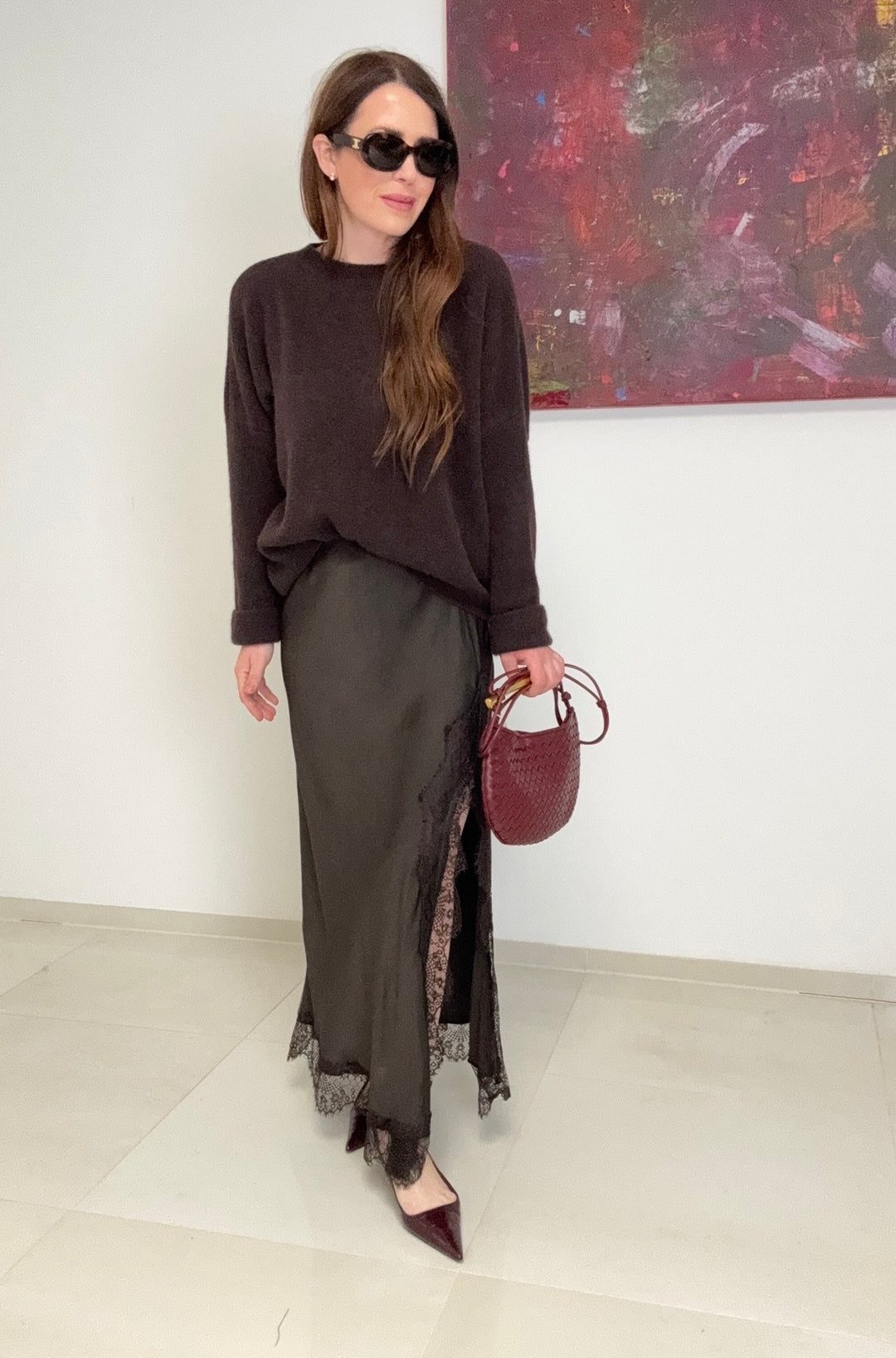 Rock mit Spitze - Braun