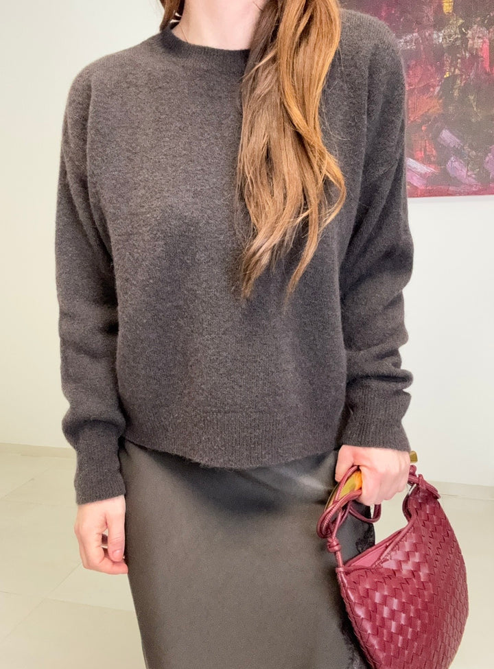 Pullover mit Schleife - Mokka