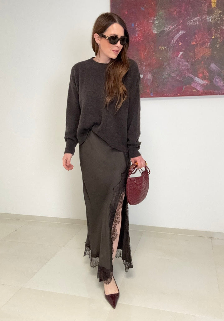 Pullover mit Schleife - Mokka