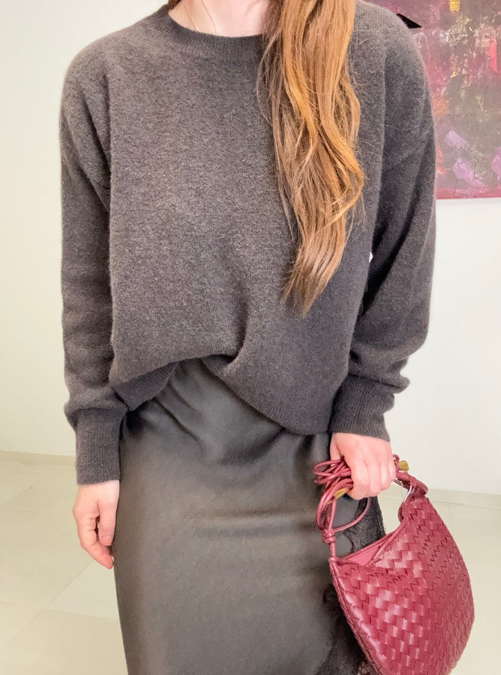 Pullover mit Schleife - Mokka