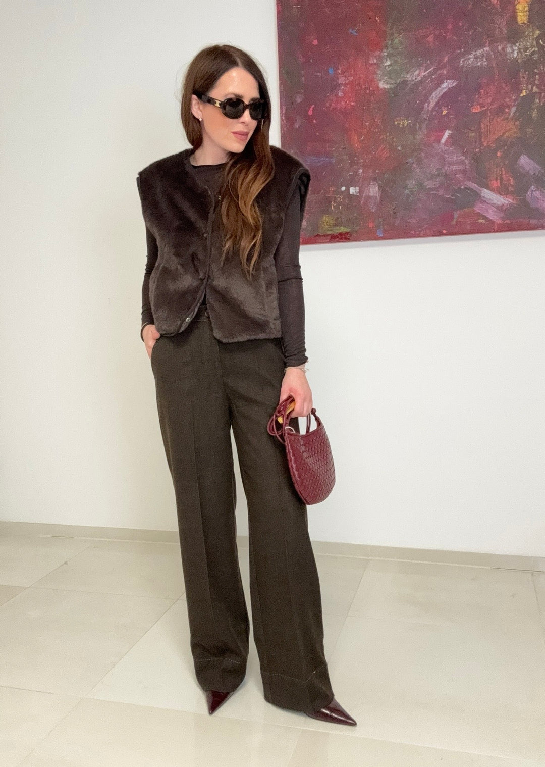 Fake-Fur Weste - Schokobraun