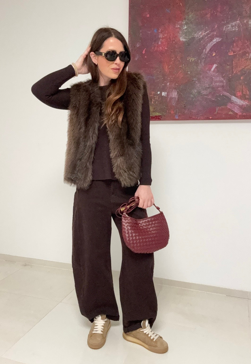 Fake-Fur-Weste - Braun