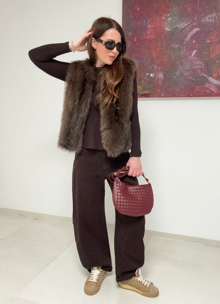 Fake-Fur-Weste - Braun