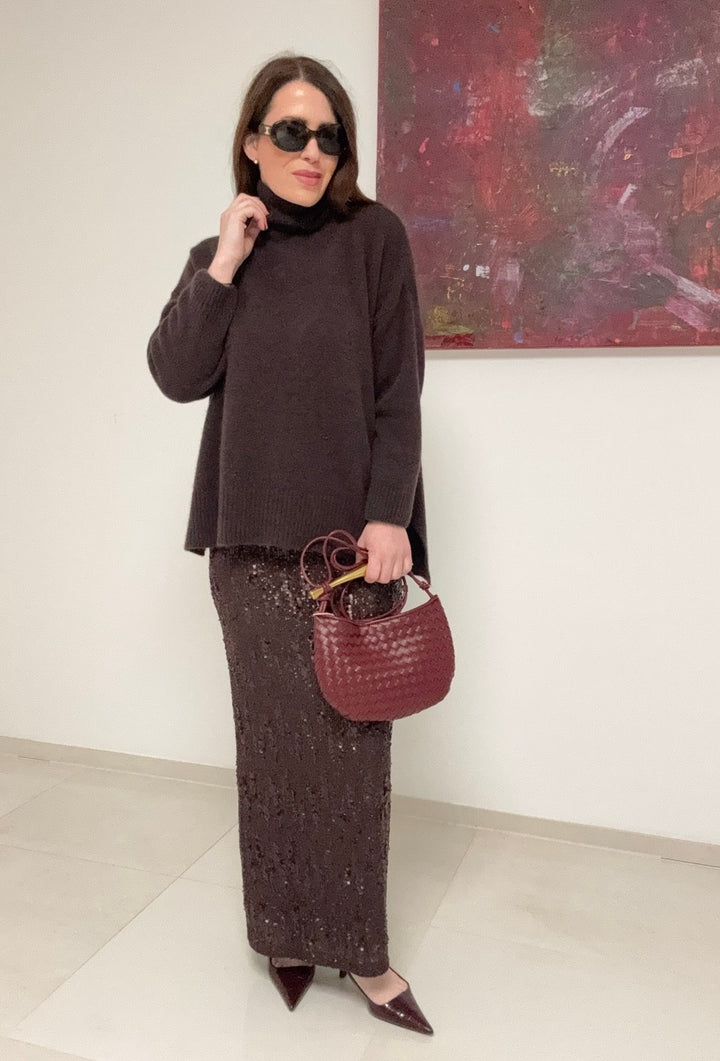 Rollkragenpullover aus Alpaka- Braun 67