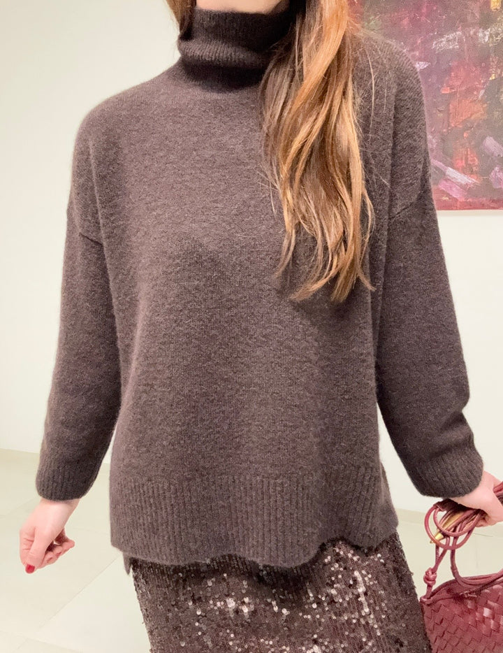 Rollkragenpullover aus Alpaka- Braun 67