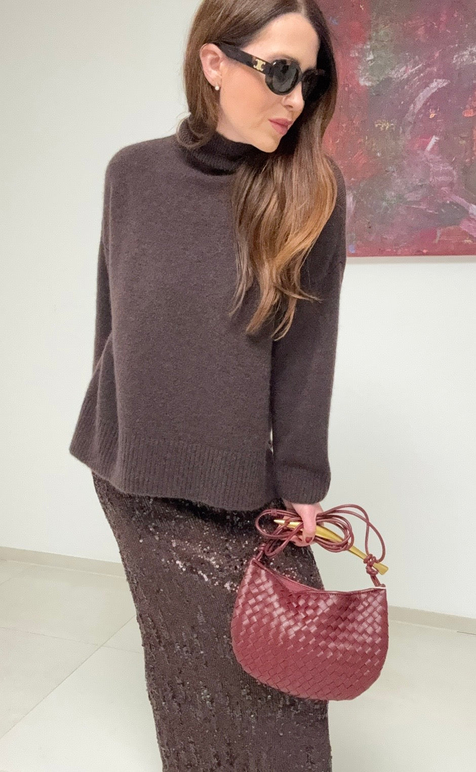 Rollkragenpullover aus Alpaka- Braun 67