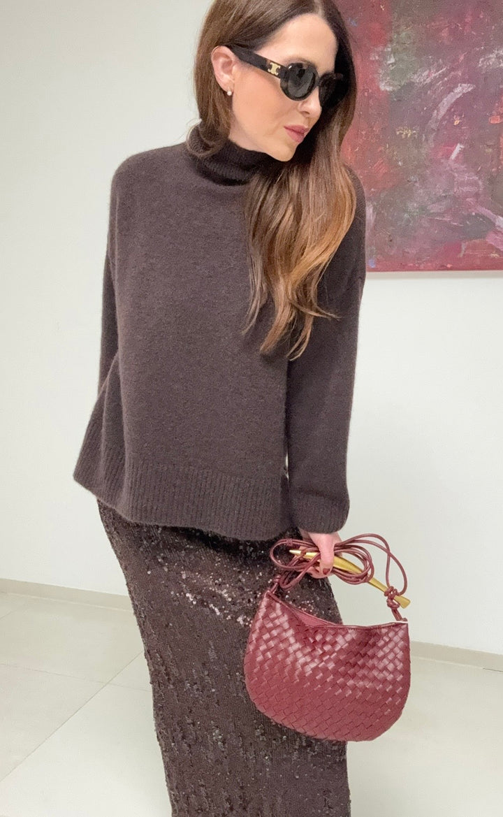 Rollkragenpullover aus Alpaka- Braun 67