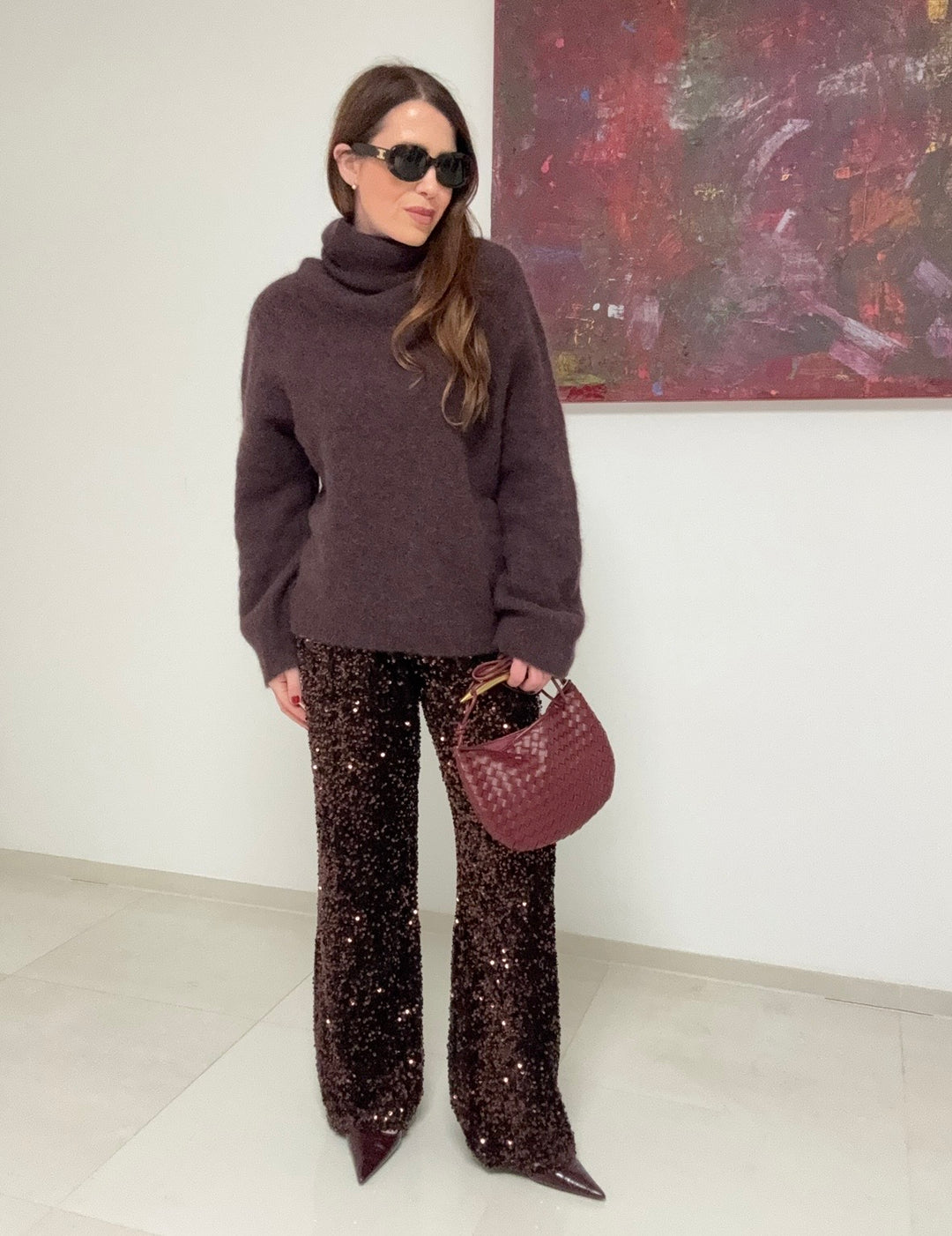 Alpaka-Rollkragenpullover - Braun