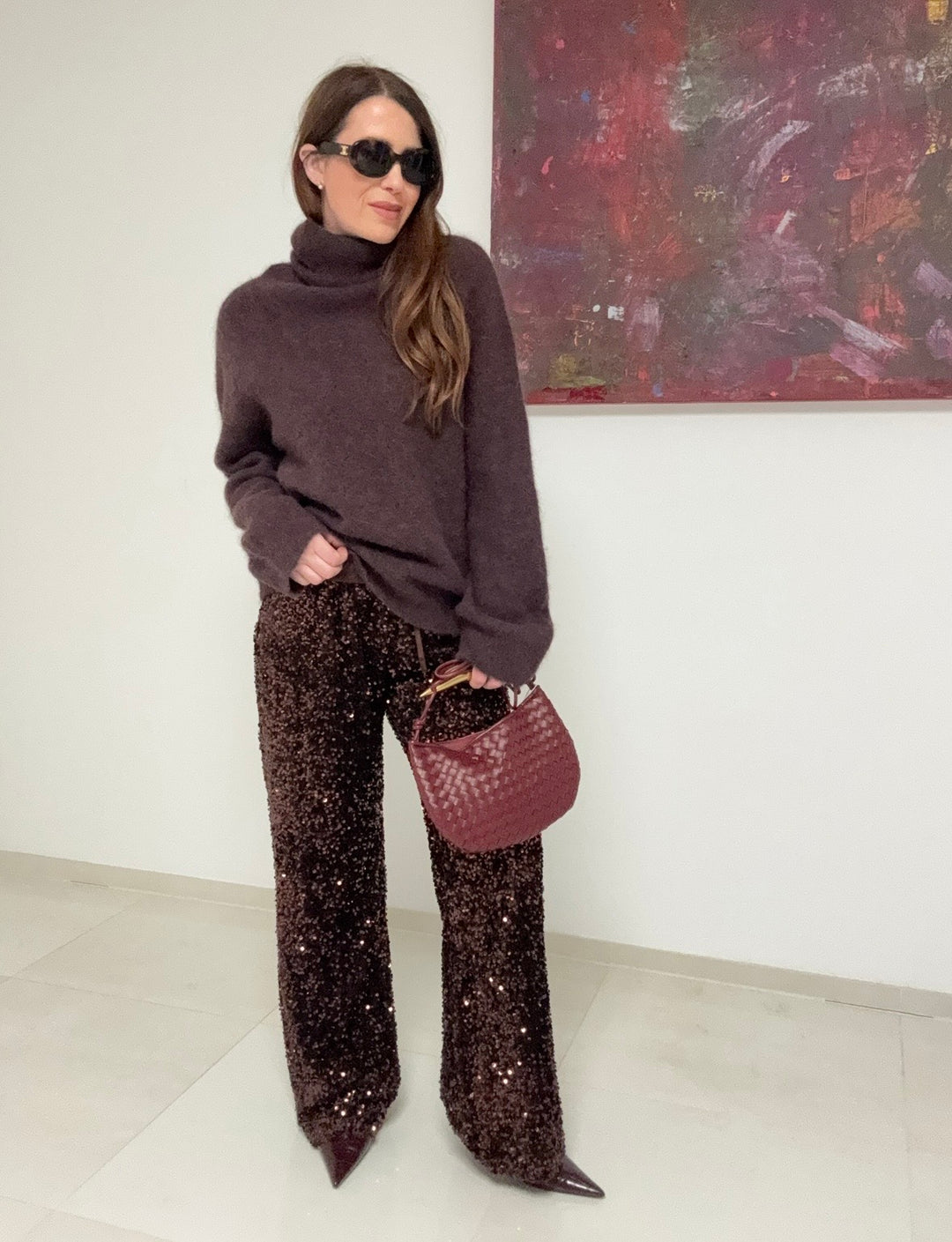 Alpaka-Rollkragenpullover - Braun