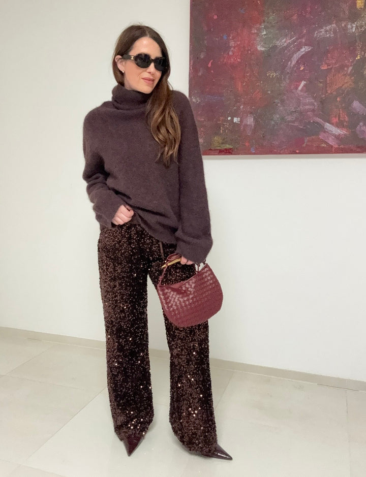 Alpaka-Rollkragenpullover - Braun