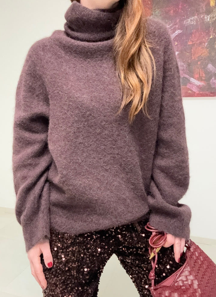 Alpaka-Rollkragenpullover - Braun