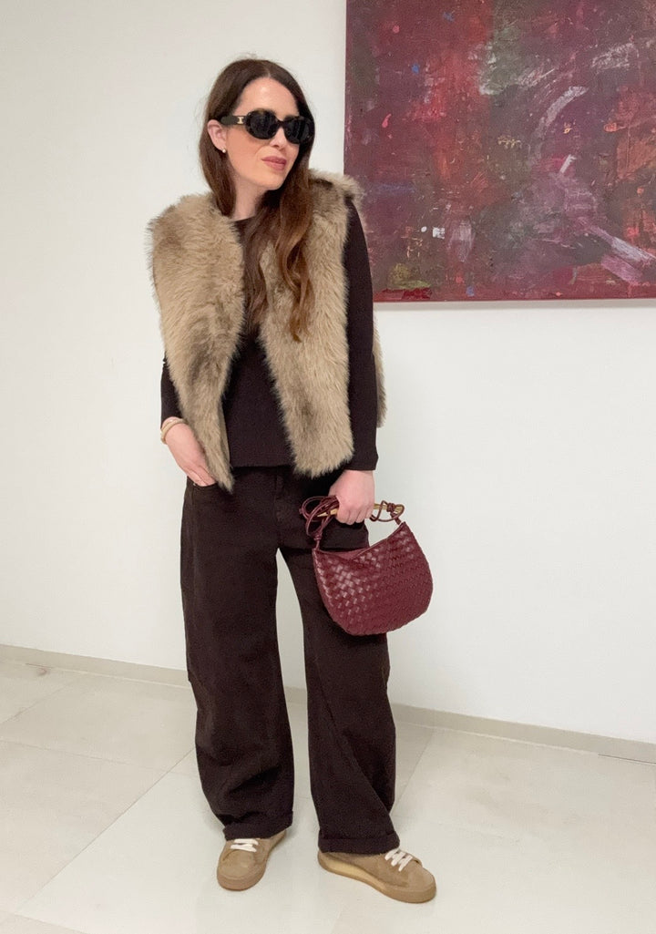 Fake-Fur-Weste - Beige