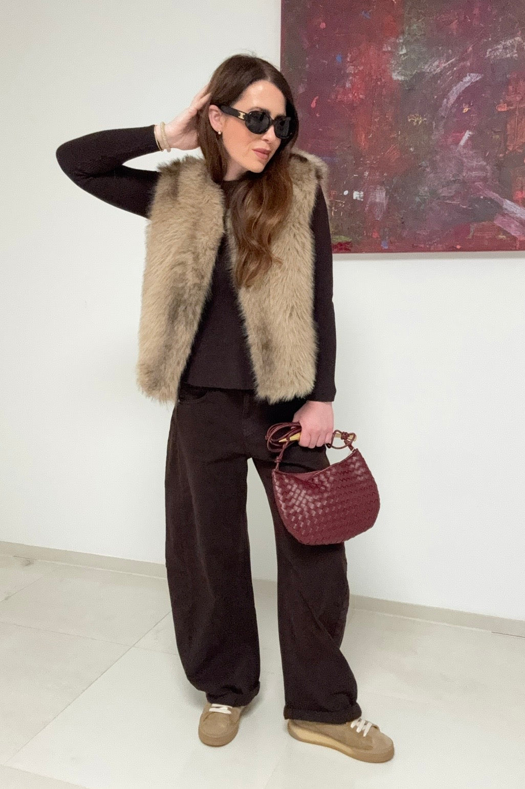 Fake-Fur-Weste - Beige