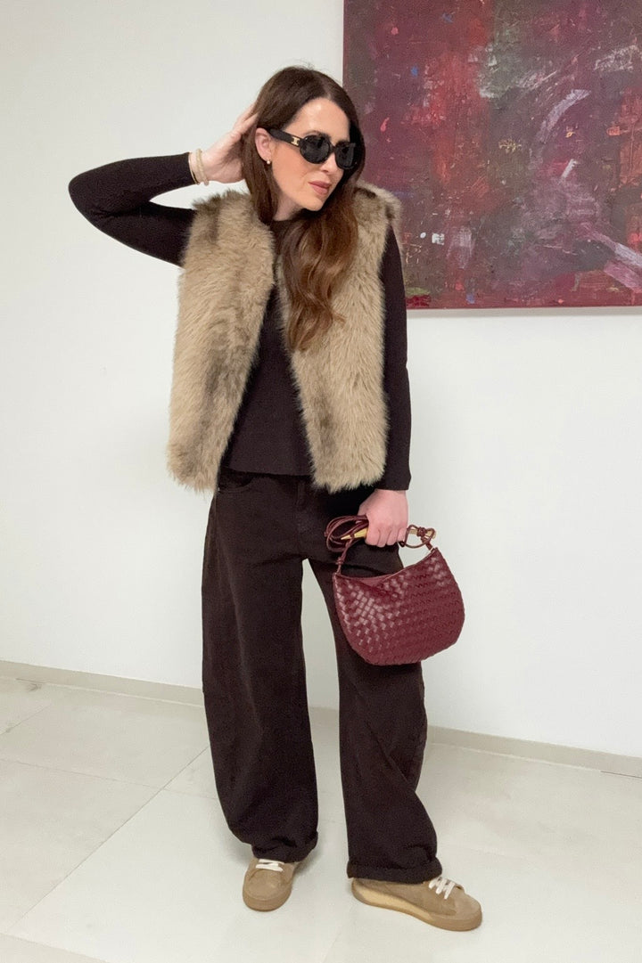 Fake-Fur-Weste - Beige