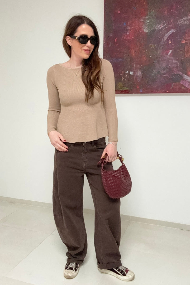 Ausgestelltes Shirt - Beige