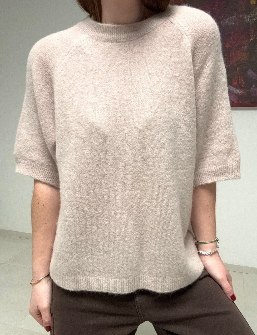 Strickshirt mit Baby-Alpaka - Creme