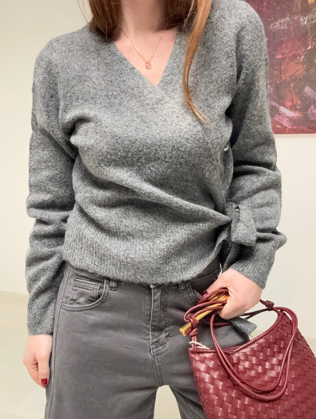 Wickelstrickjacke - Grau