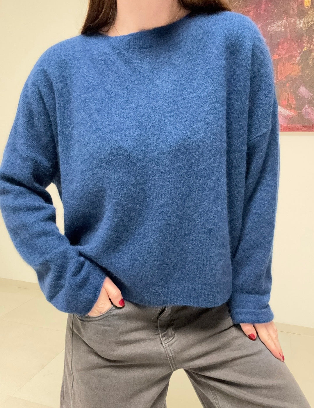 Baby-Alpaka Pullover - Blau