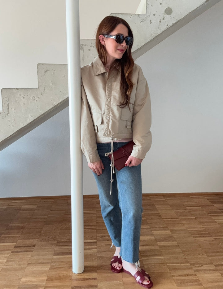 Verkürzte Bomberjacke - Beige