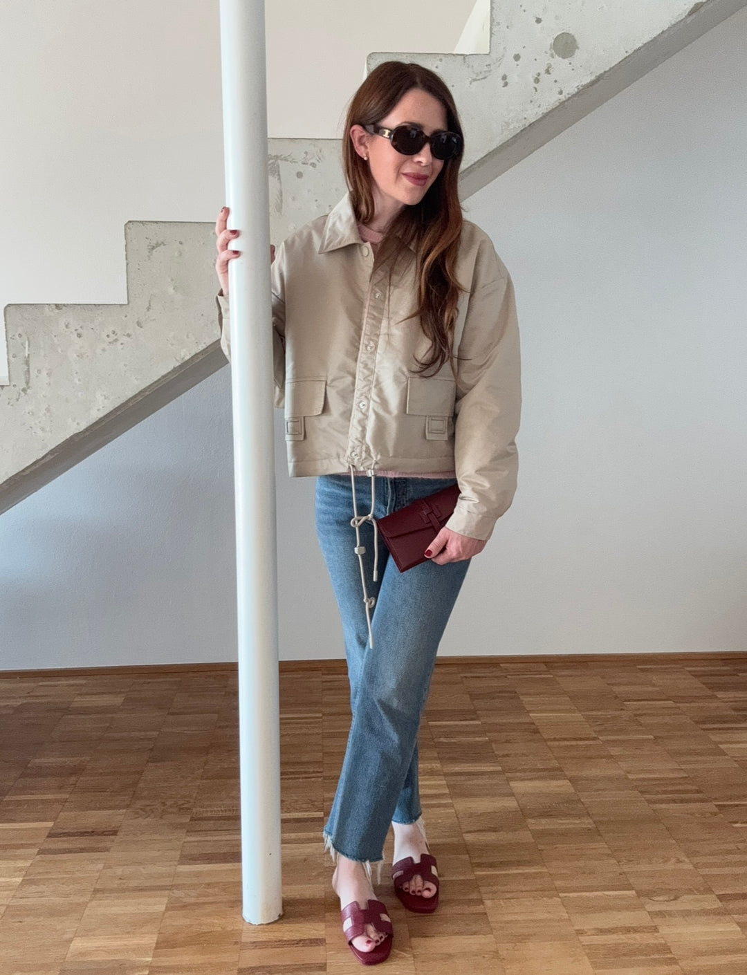 Verkürzte Bomberjacke - Beige