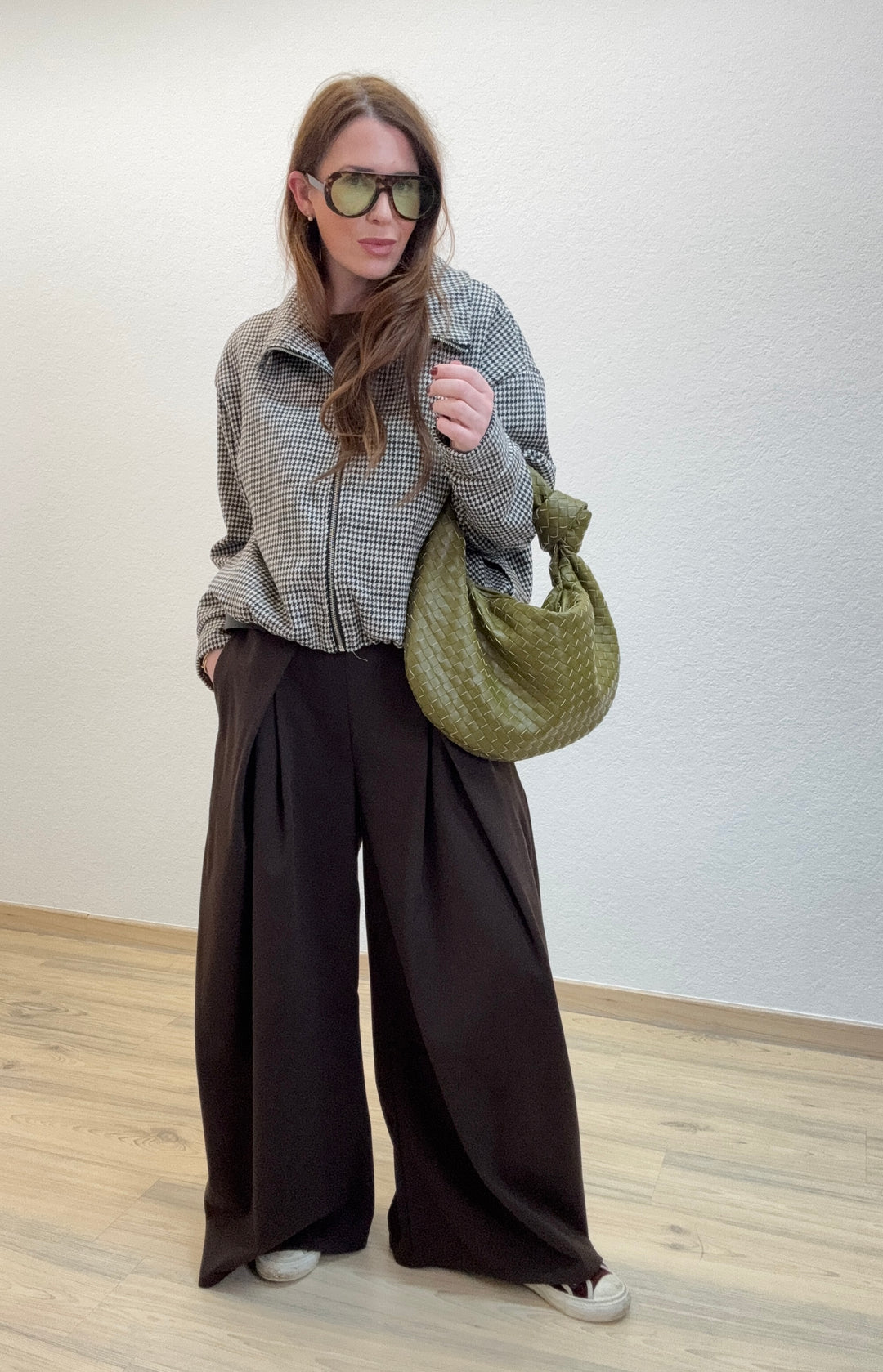 Karierte Blousonjacke - Braun/Schwarz