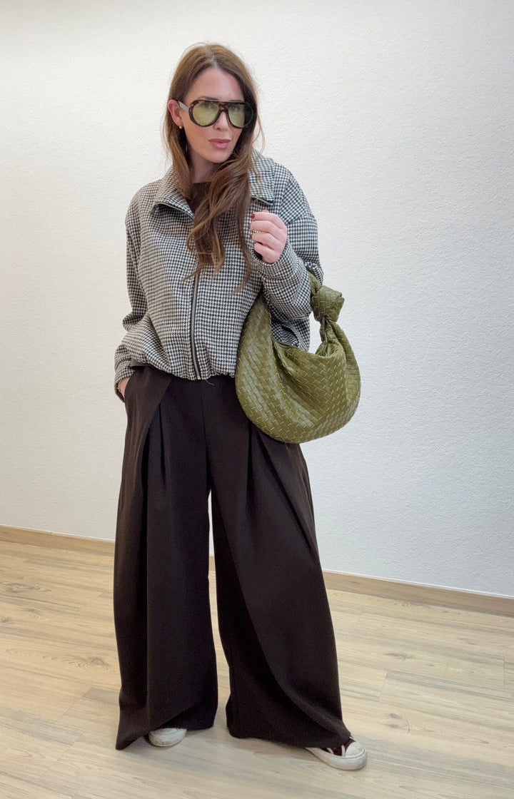 Karierte Blousonjacke - Braun/Schwarz