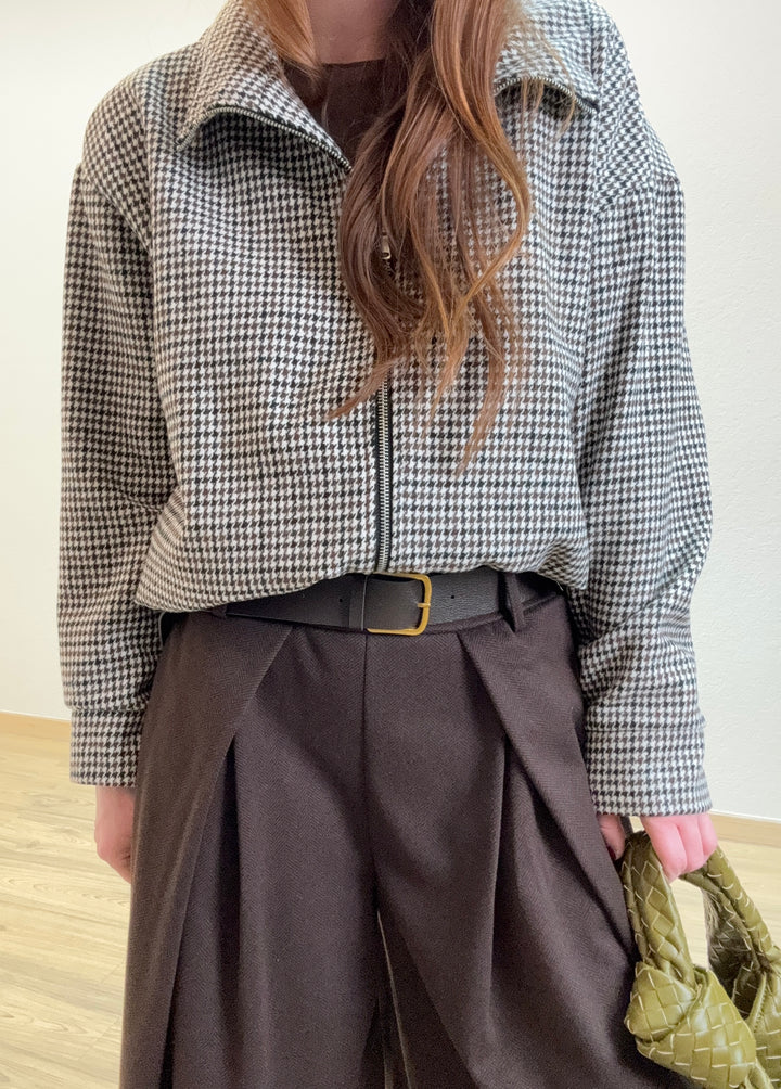 Karierte Blousonjacke - Braun/Schwarz