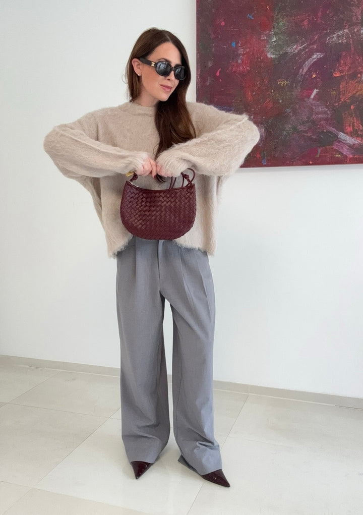 Gebürsteter Strickpullover  - Beige