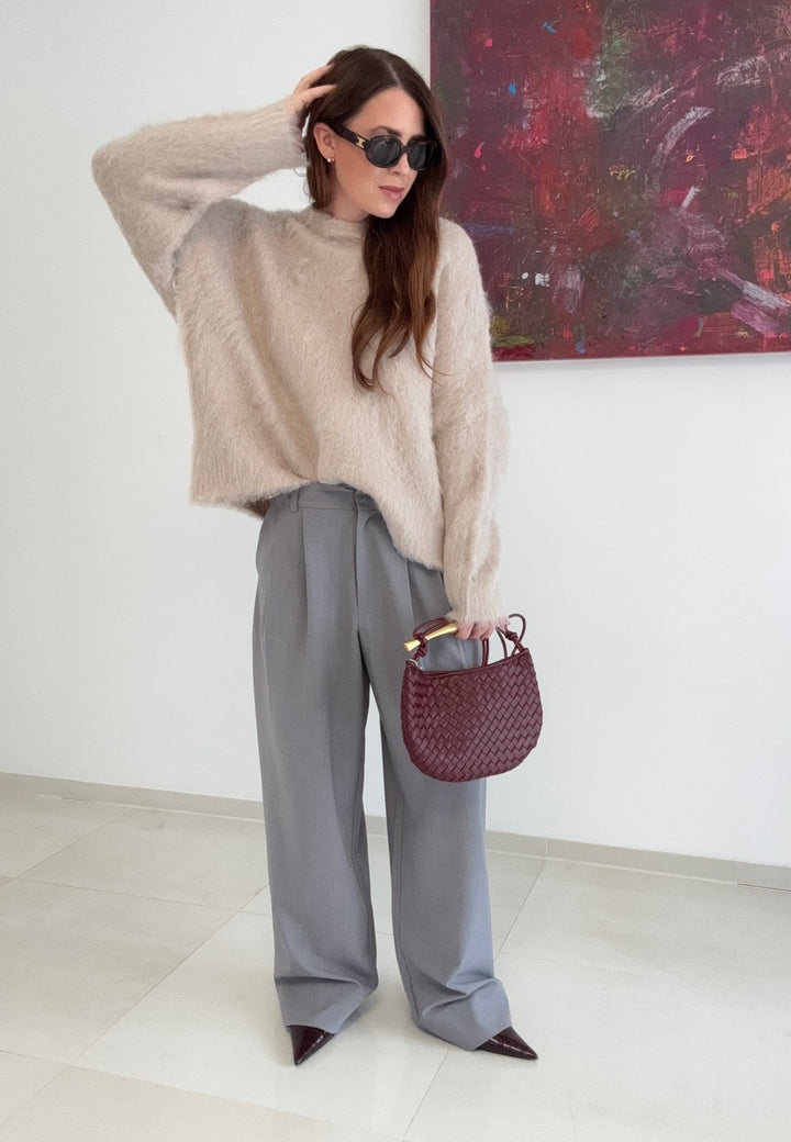 Gebürsteter Strickpullover  - Beige