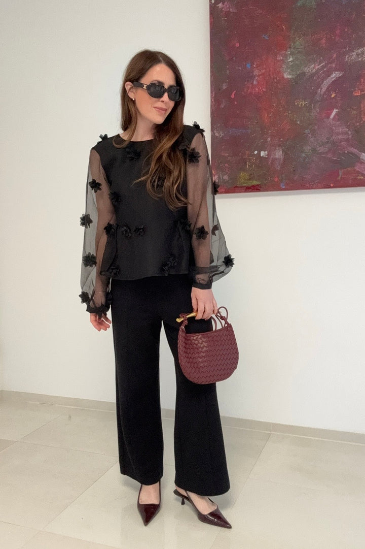 Verspielte Bluse - Schwarz