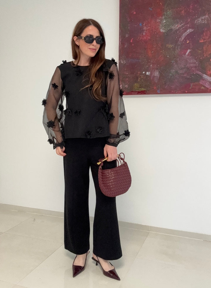 Verspielte Bluse - Schwarz
