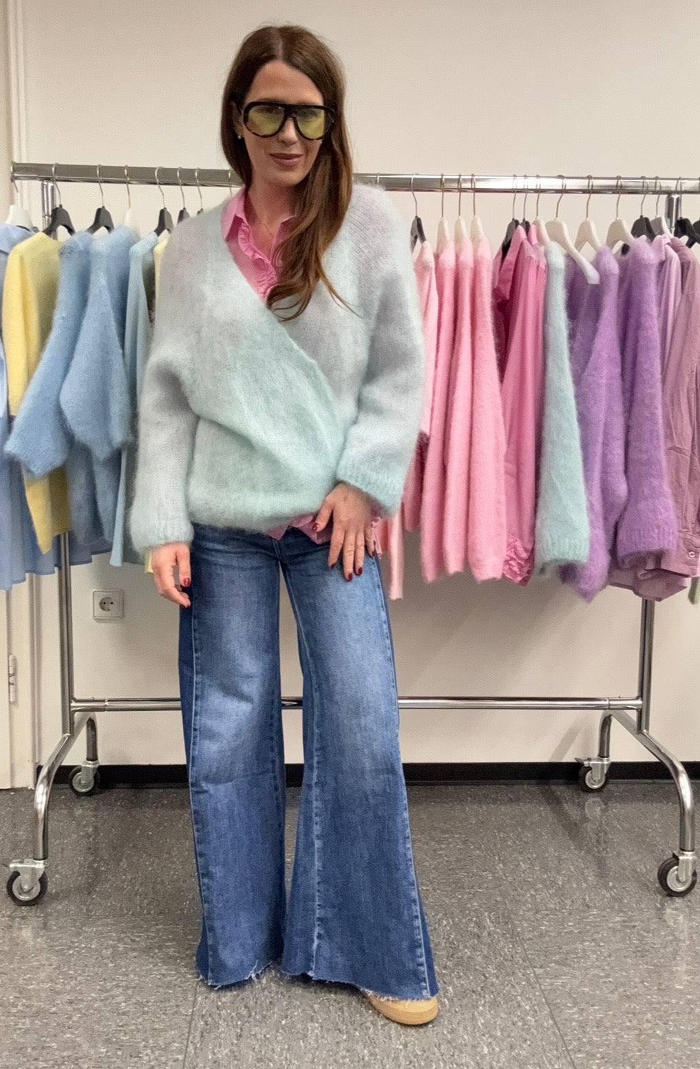 Mohair-Cardigan - Türkis