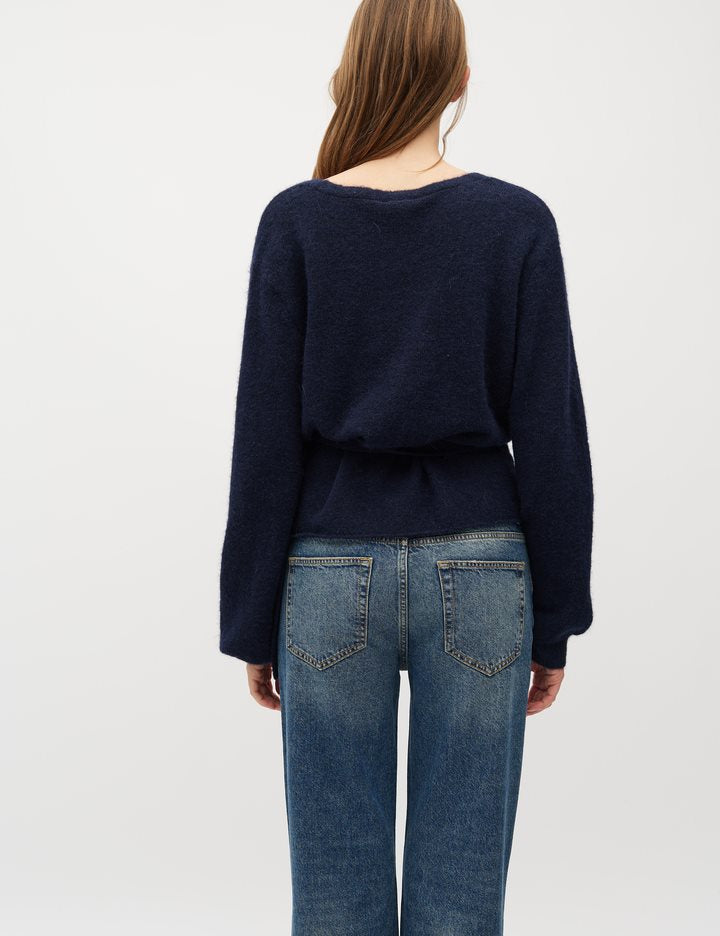 Wickelstrickjacke - Navy