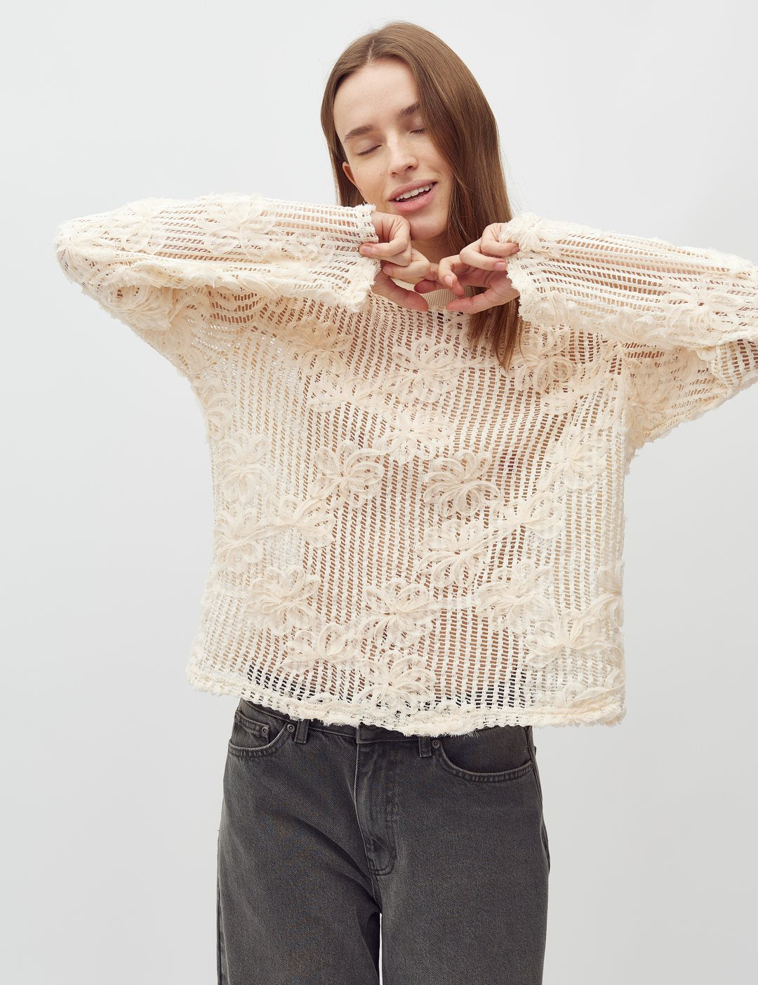 Gestrickter Pullover - Creme