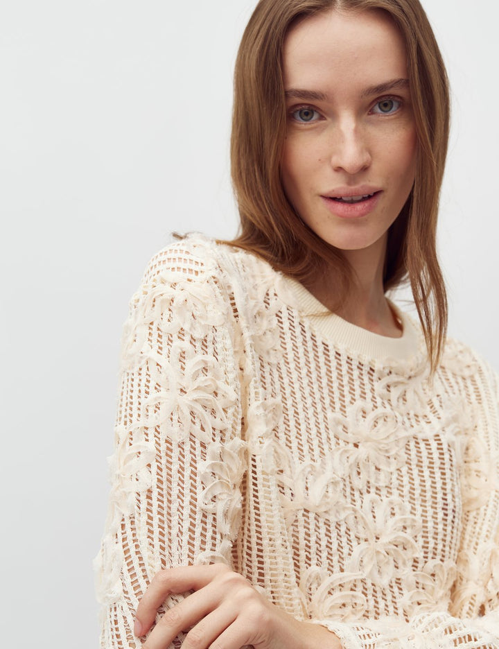 Gestrickter Pullover - Creme