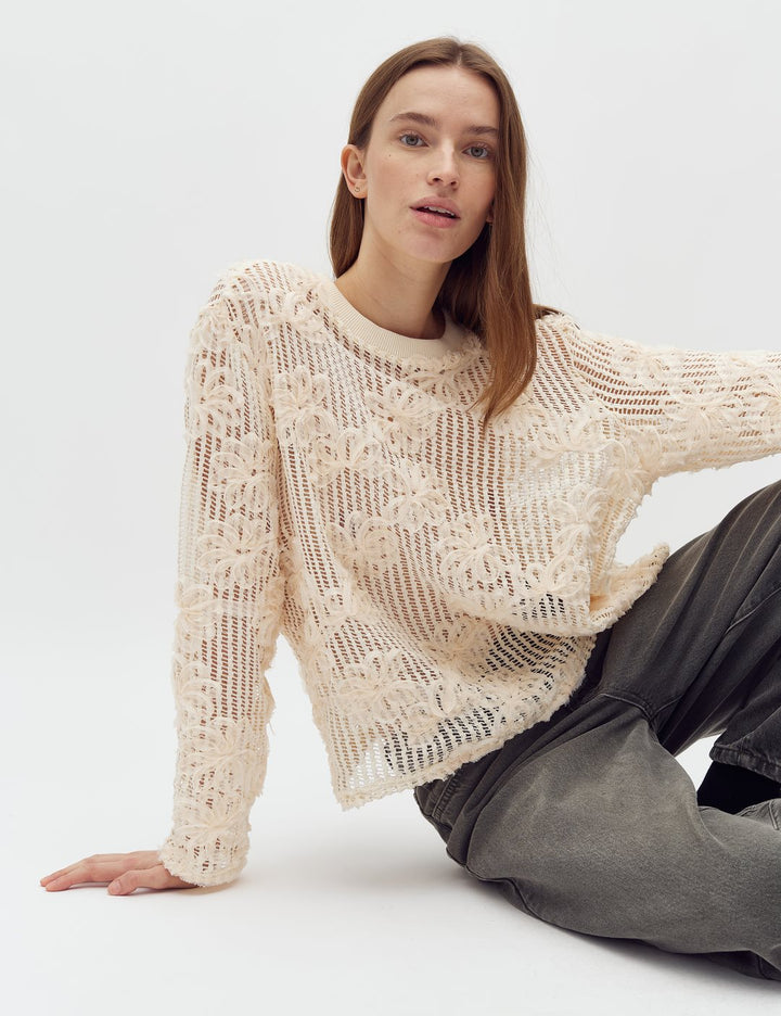 Gestrickter Pullover - Creme