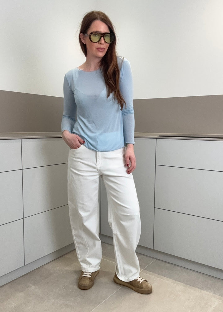 Dünnes Shirt mit Kaschmir - Hellblau