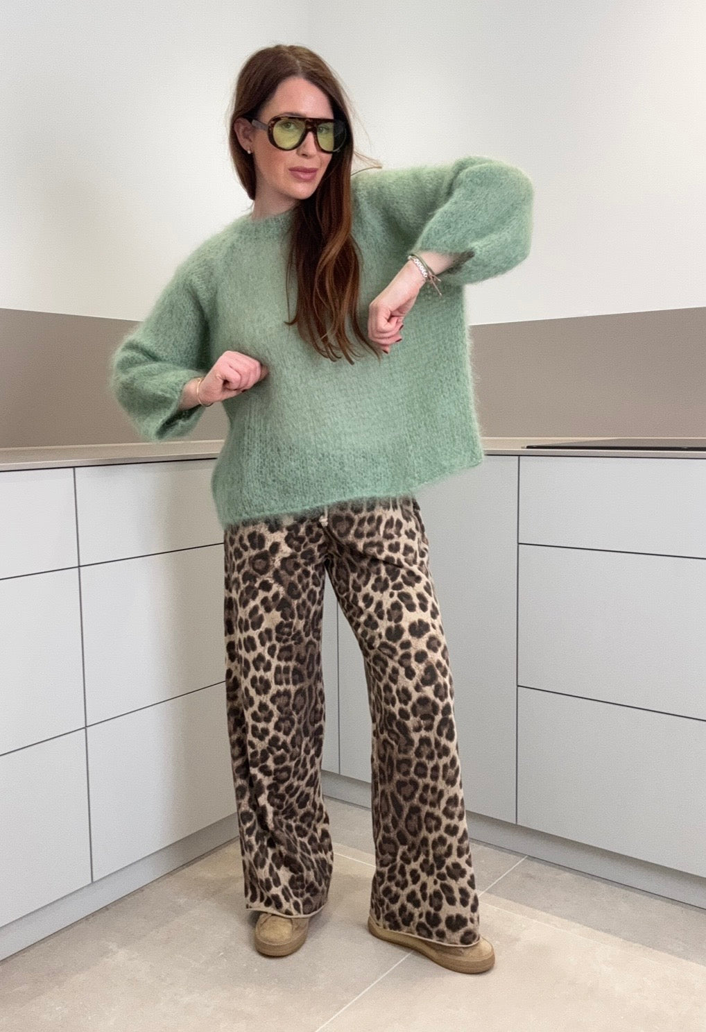 Grober Mohairpullover - Grün Limited