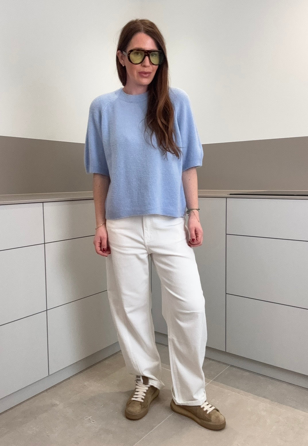Strickshirt mit Baby-Alpaka - Hellblau