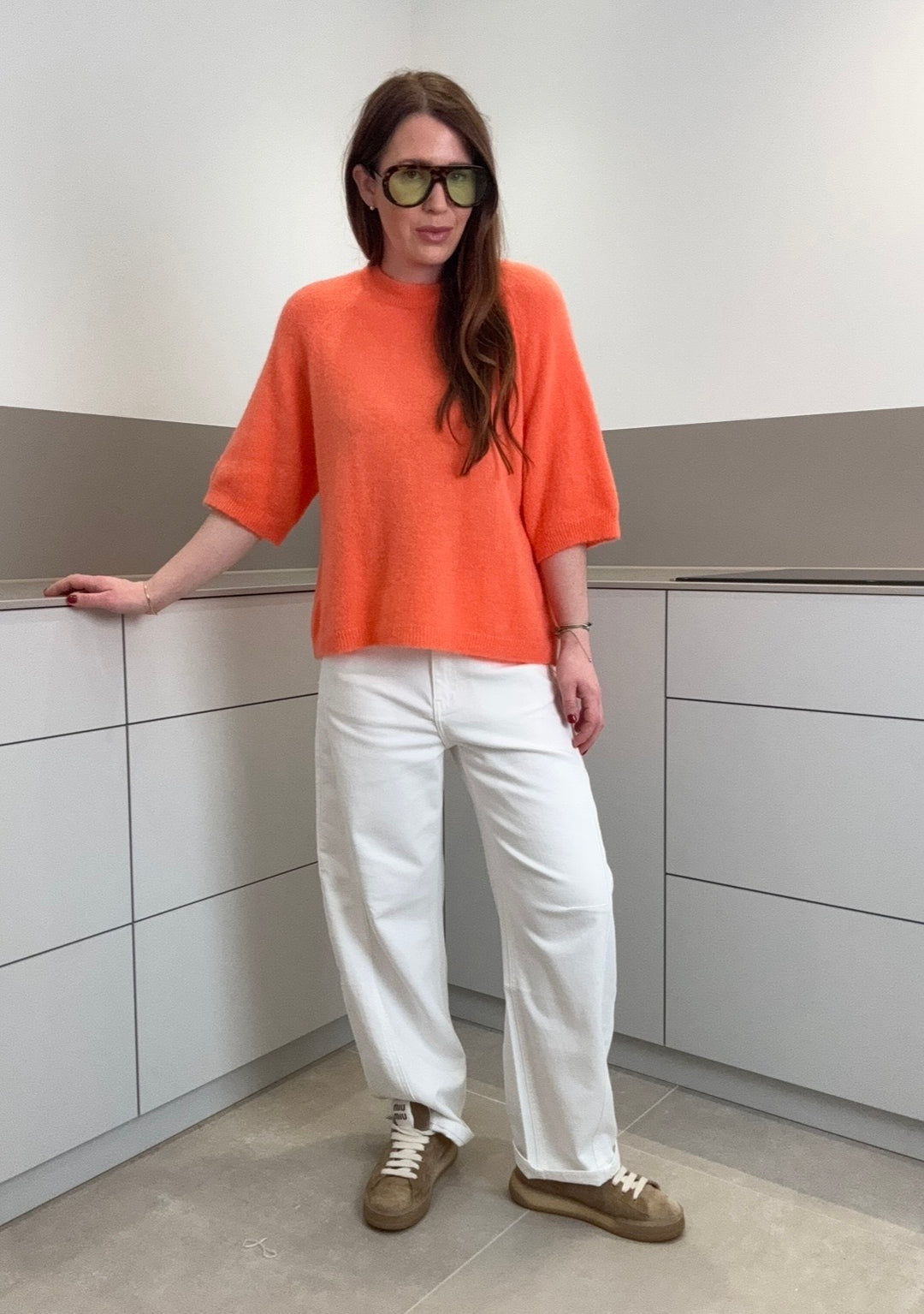 Strickshirt mit Baby-Alpaka - Orange