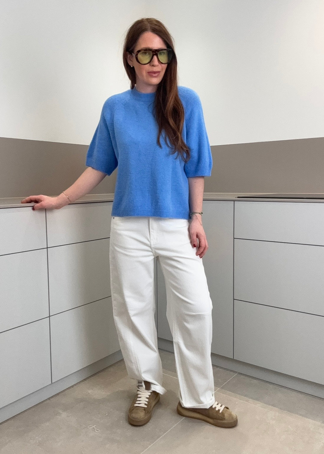 Strickshirt mit Baby-Alpaka - Blau