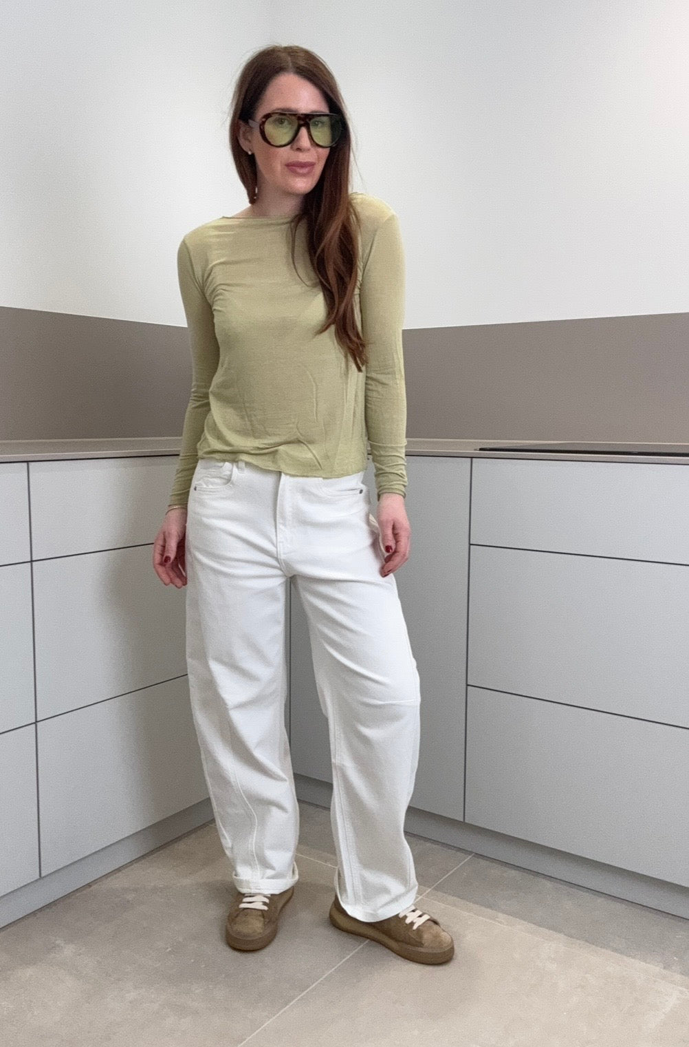 Dünnes Shirt mit Kaschmir - Lime