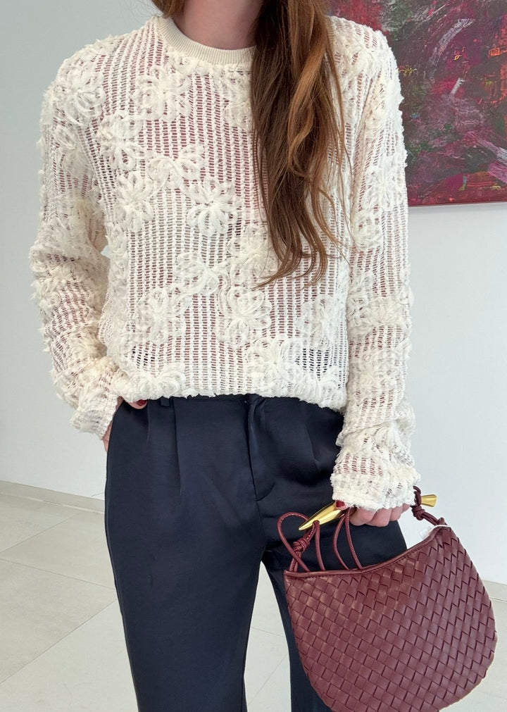Gestrickter Pullover - Creme