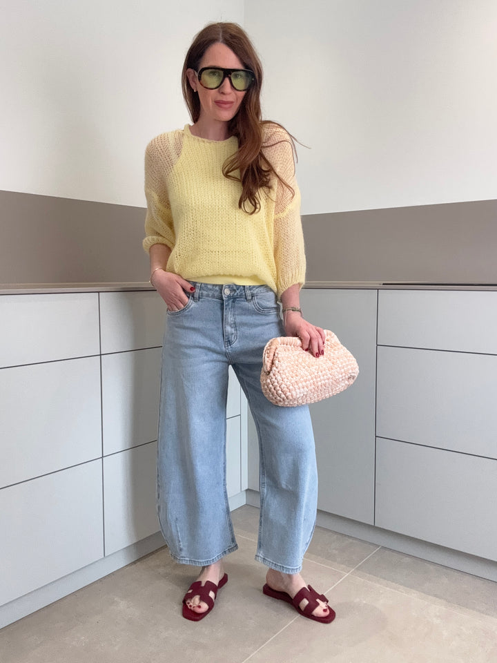Barrel-Jeans 7/8 - Hellblau