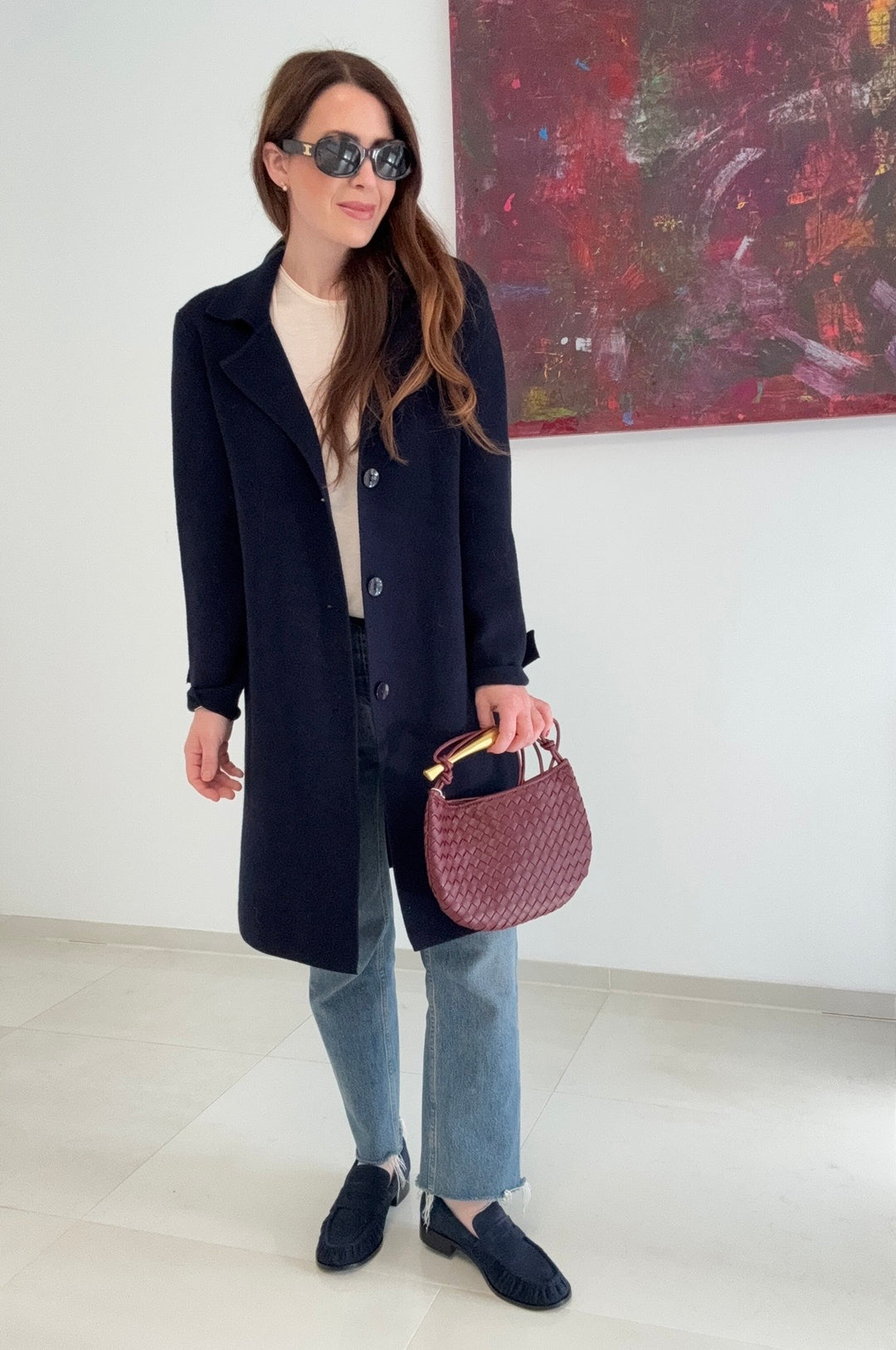 Maxi-Strickjacke - Navy