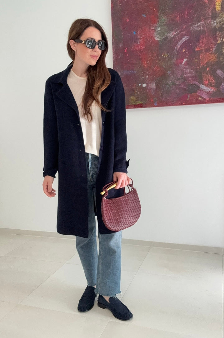 Maxi-Strickjacke - Navy